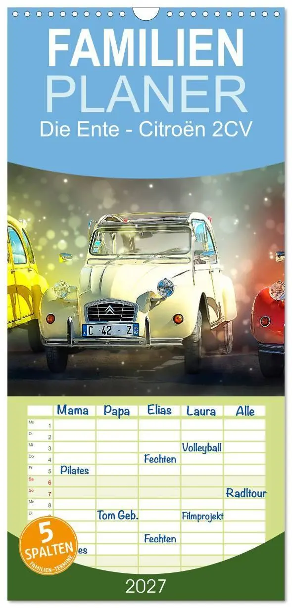 Cover: 9783594340066 | Familienplaner 2027 - Die Ente - Citroën 2CV mit 5 Spalten...
