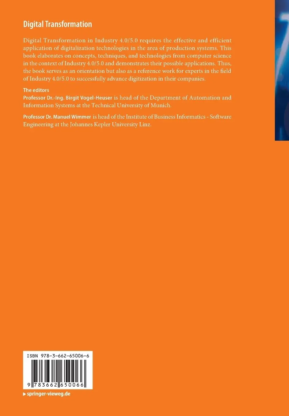 Rückseite: 9783662650066 | Digital Transformation | Manuel Wimmer (u. a.) | Taschenbuch | ix