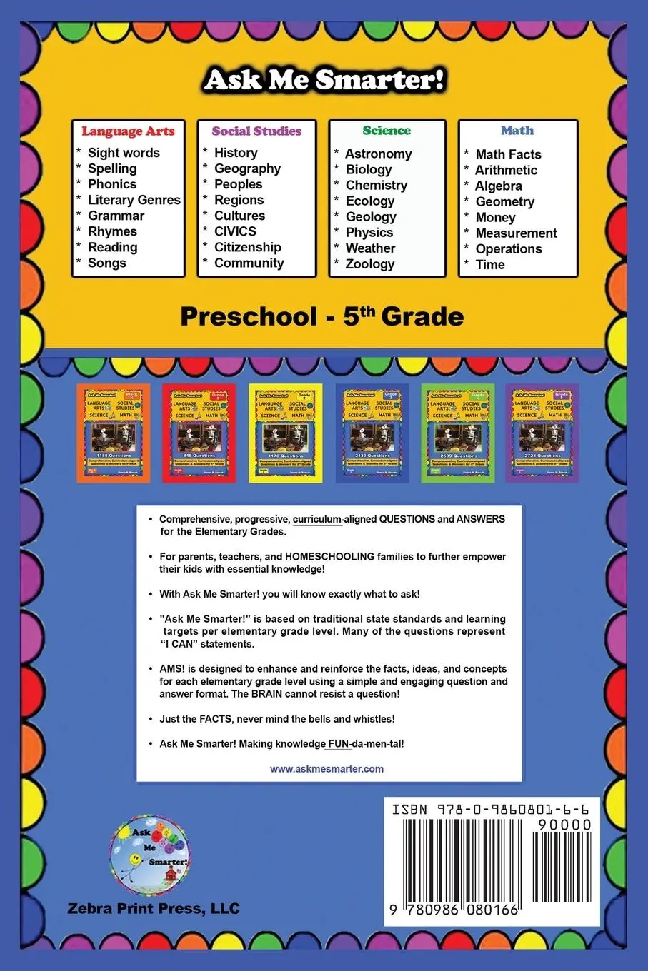 Rückseite: 9780986080166 | Ask Me Smarter! Language Arts, Social Studies, Science, and Math -...