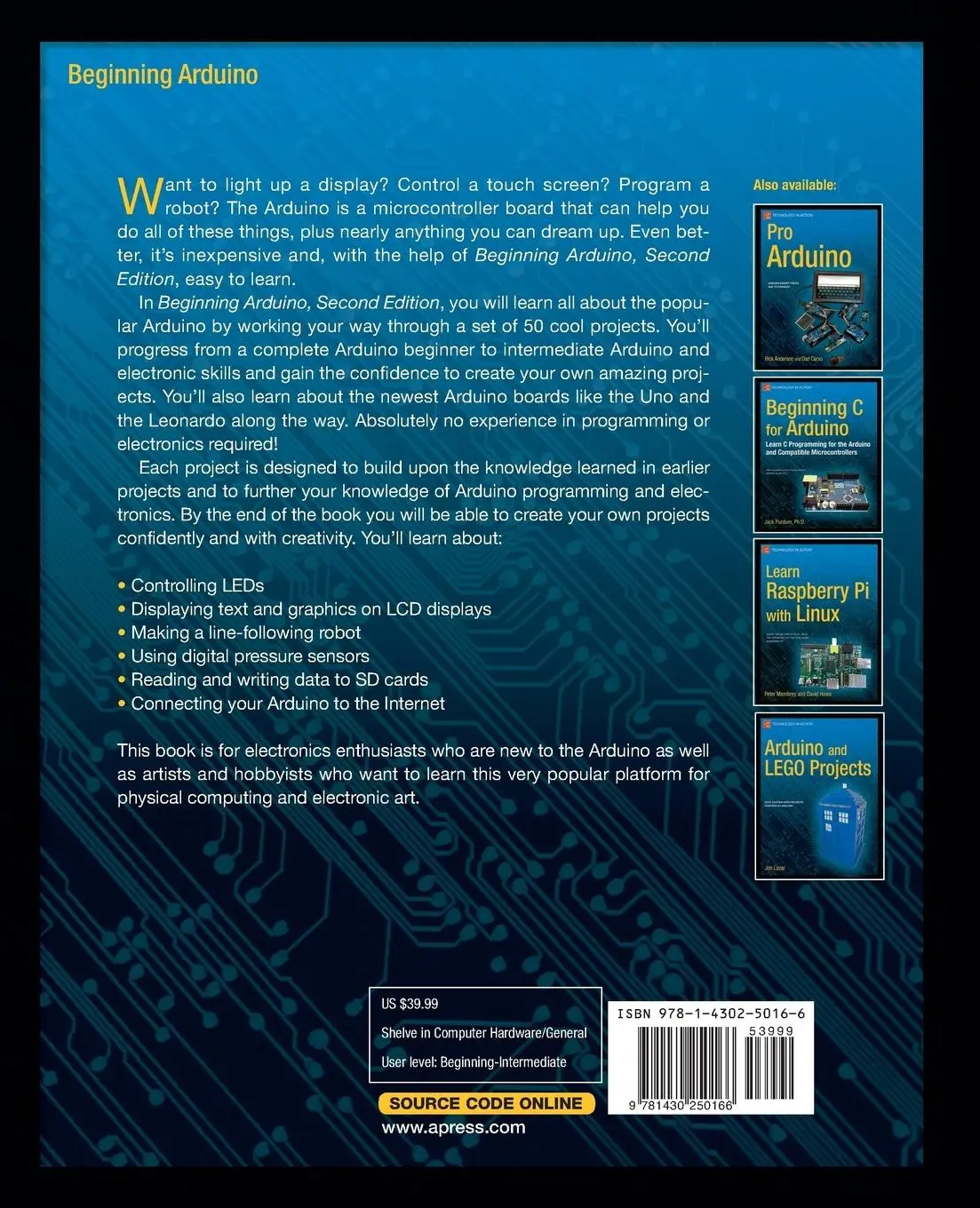 Rückseite: 9781430250166 | Beginning Arduino | Michael McRoberts | Taschenbuch | xxxi | Englisch