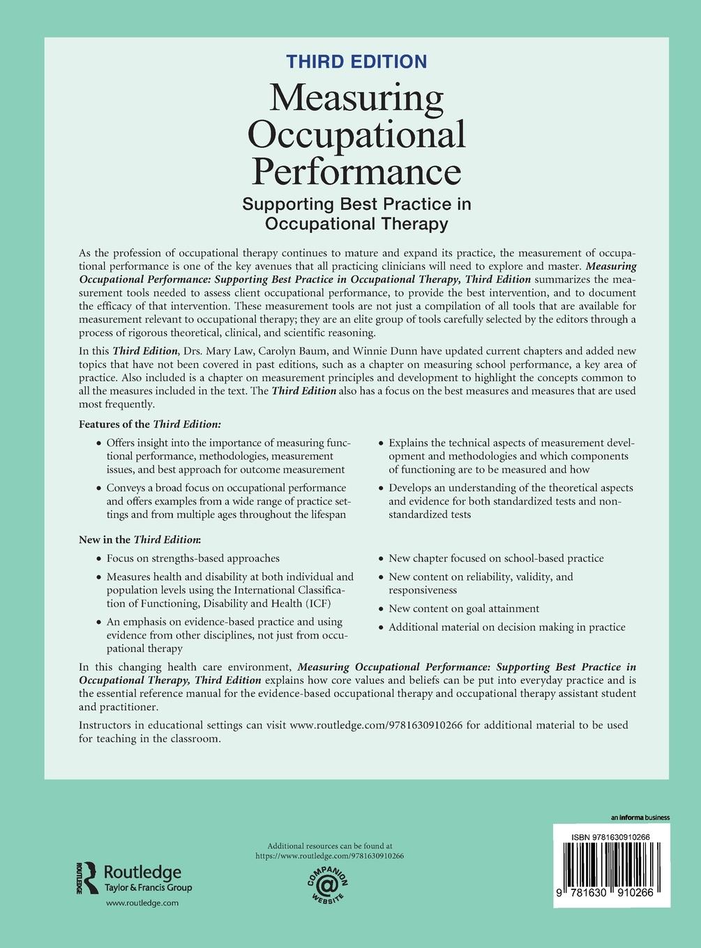 Rückseite: 9781630910266 | Measuring Occupational Performance | Mary Law (u. a.) | Buch | 2016