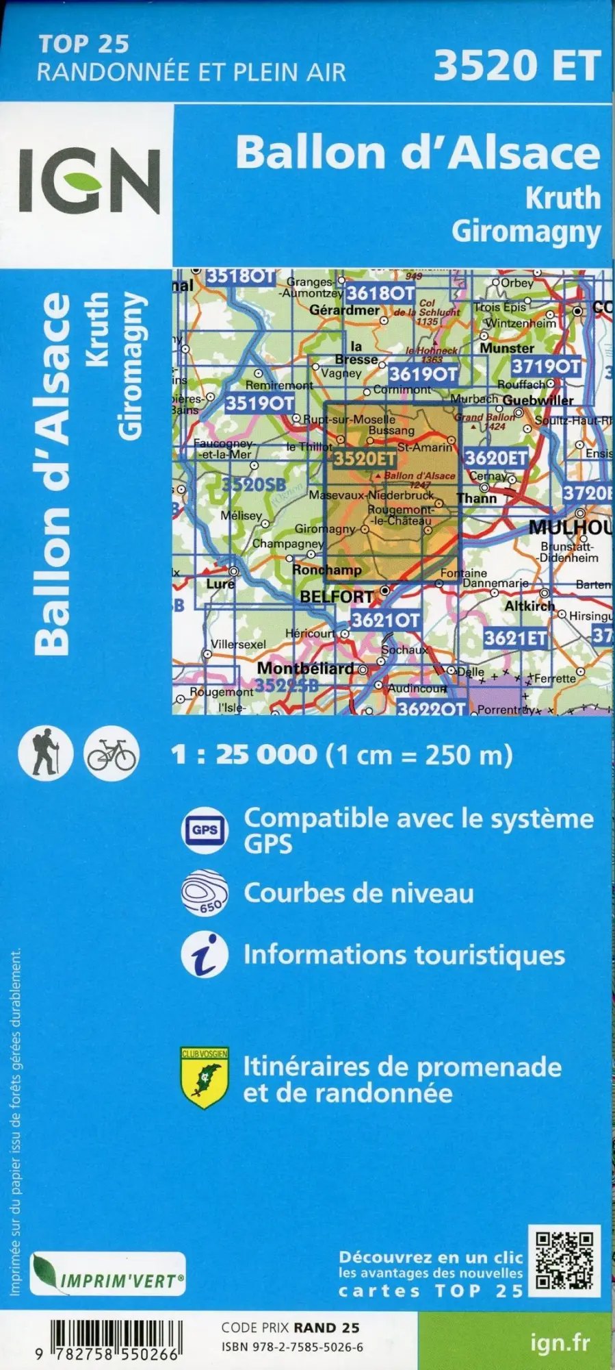 Bild: 9782758550266 | Ballon d'Alsace.Kruth.Giromany 1:25 000 | (Land-)Karte | Französisch
