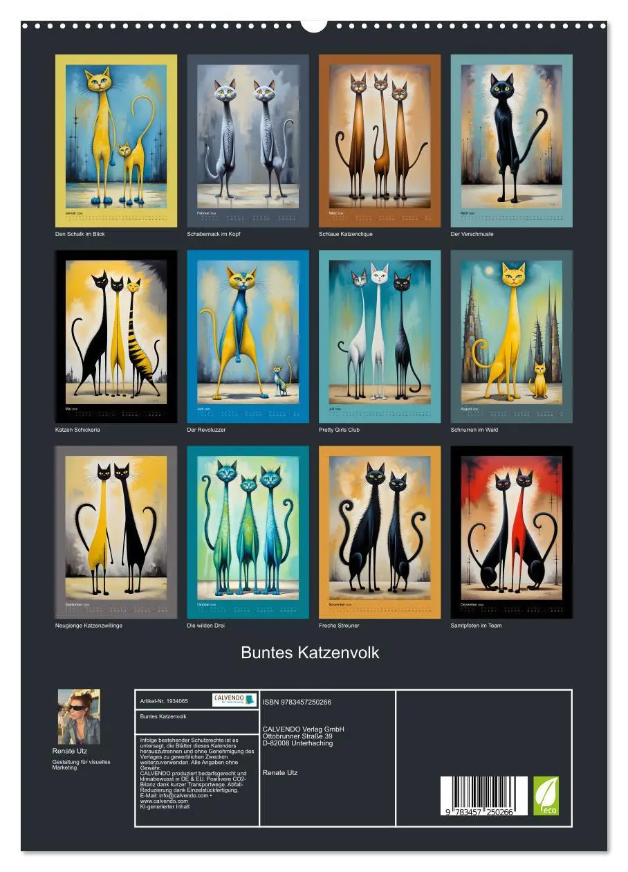 Bild: 9783457250266 | Buntes Katzenvolk (hochwertiger Premium Wandkalender 2026 DIN A2...