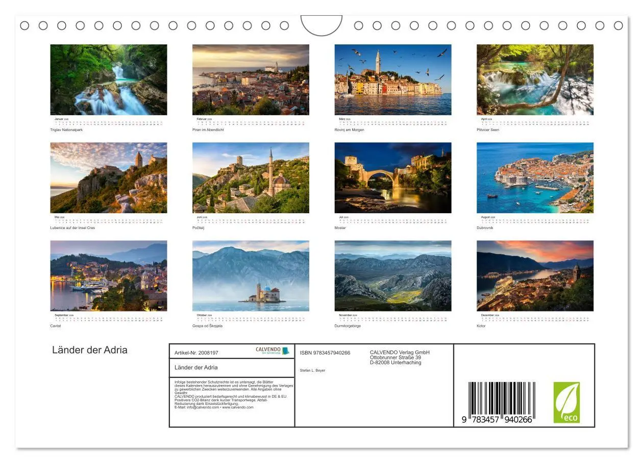 Bild: 9783457940266 | Länder der Adria (Wandkalender 2026 DIN A4 quer), CALVENDO...