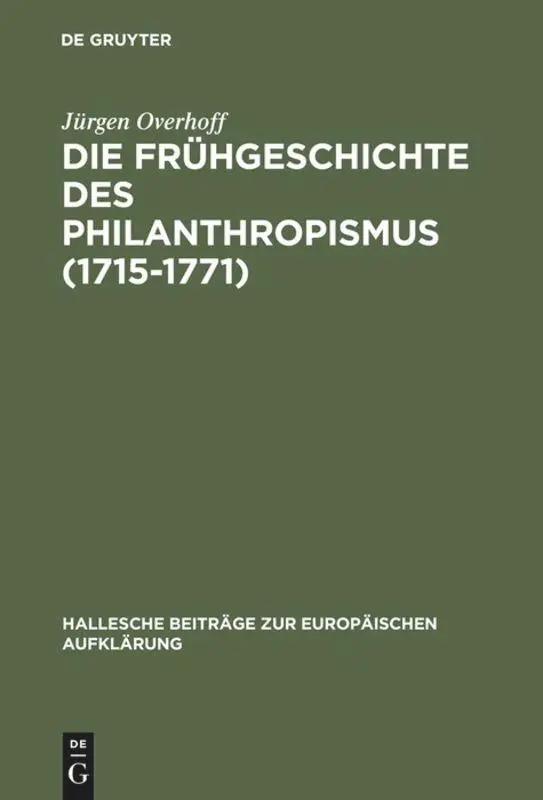 Cover: 9783484810266 | Die Frühgeschichte des Philanthropismus (1715-1771) | Jürgen Overhoff