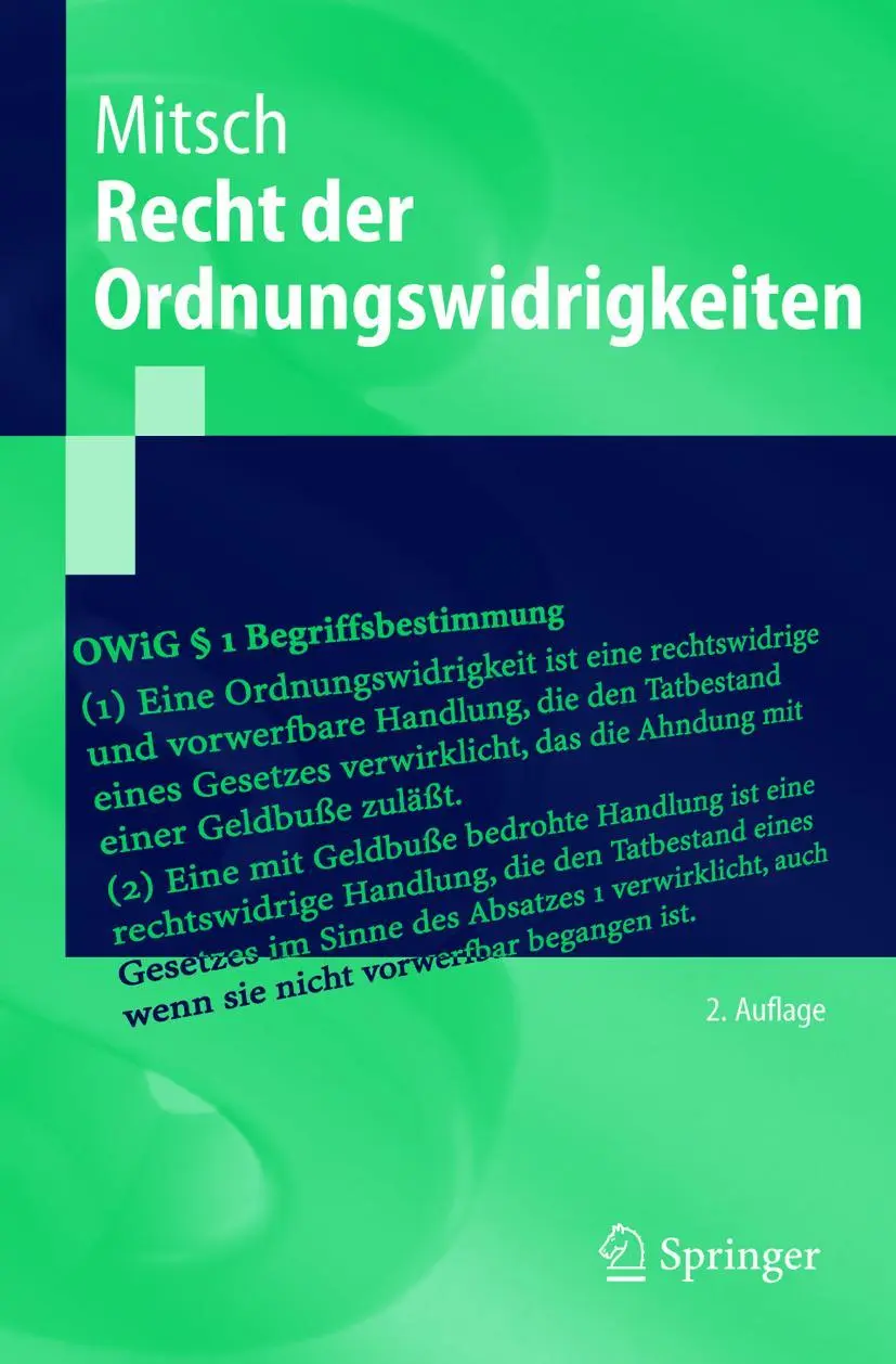 Cover: 9783540000266 | Recht der Ordnungswidrigkeiten | Wolfgang Mitsch | Taschenbuch | xxii