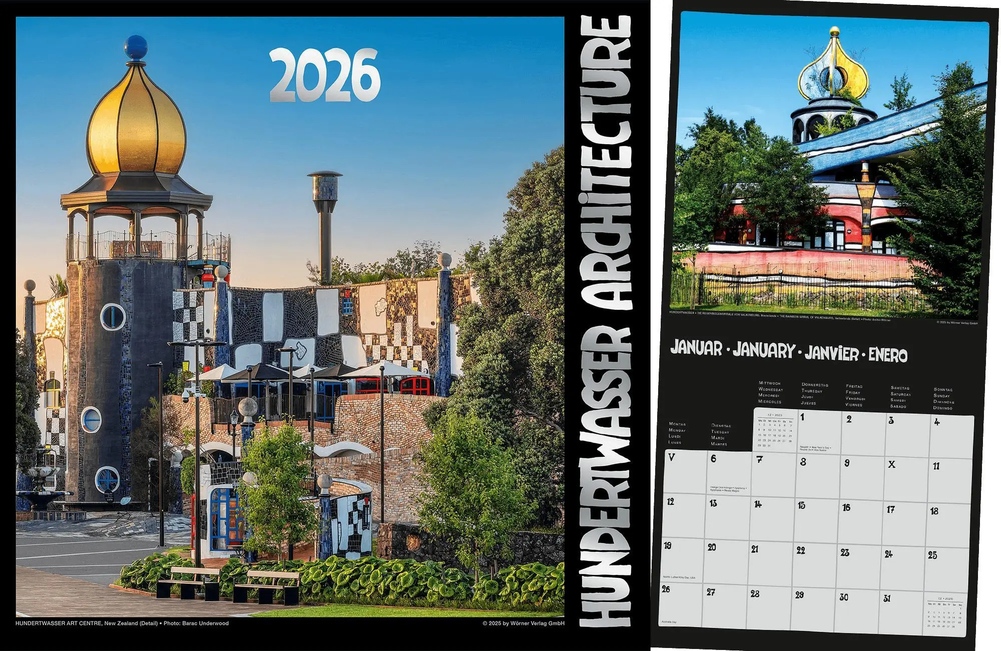 Cover: 9783910430266 | Hundertwasser Broschürenkalender Architektur 2026 | Wörner Verlag GmbH