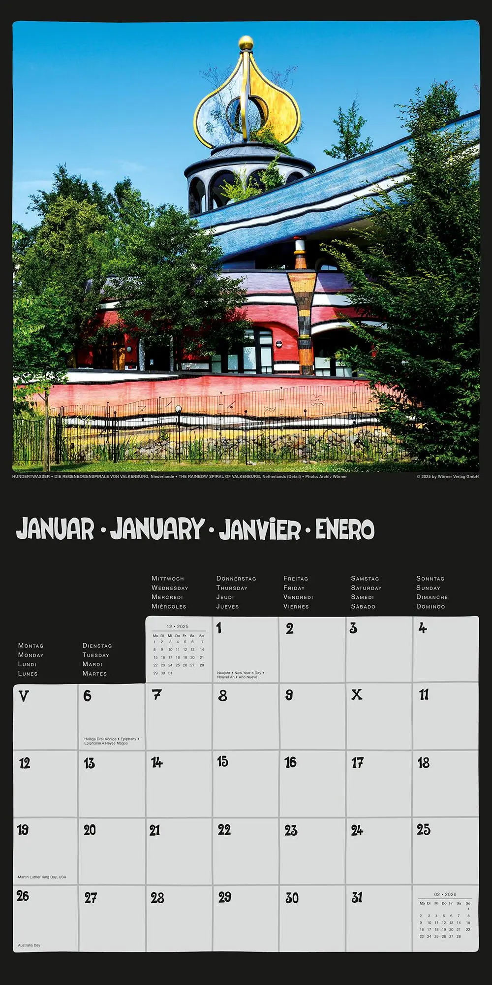 Bild: 9783910430266 | Hundertwasser Broschürenkalender Architektur 2026 | Wörner Verlag GmbH