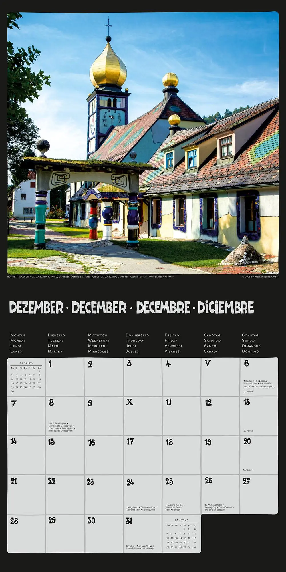 Bild: 9783910430266 | Hundertwasser Broschürenkalender Architektur 2026 | Wörner Verlag GmbH