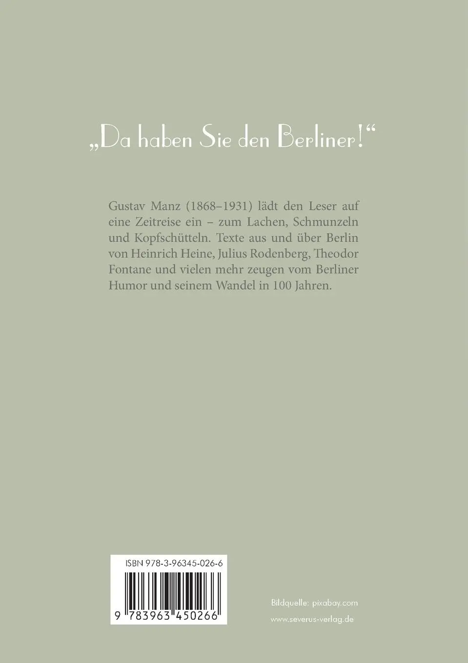 Rückseite: 9783963450266 | Hundert Jahre Berliner Humor | Gustav Manz | Taschenbuch | 276 S.