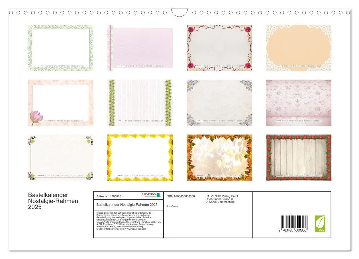 Bild: 9783435600366 | Bastelkalender Nostalgie-Rahmen 2025 (Wandkalender 2025 DIN A3...
