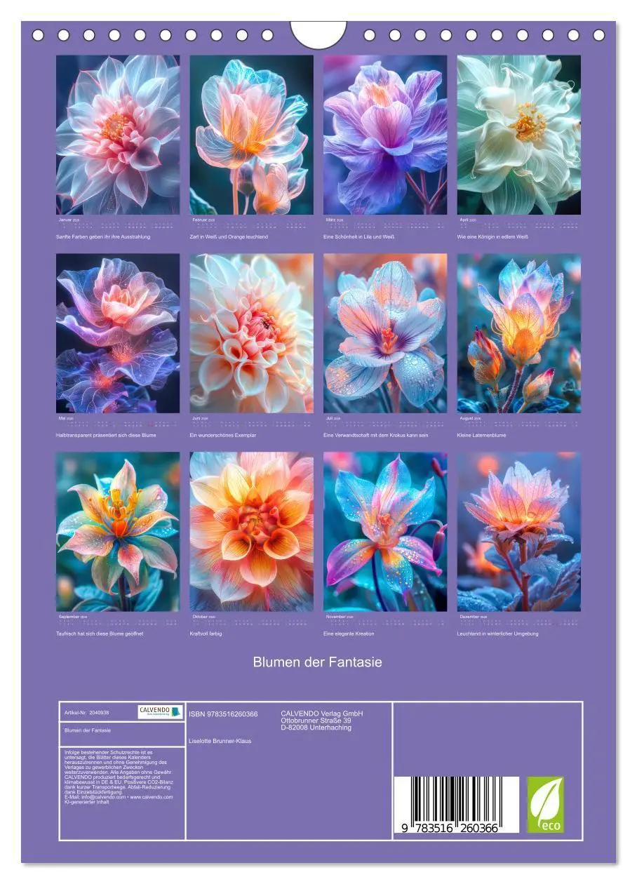 Bild: 9783516260366 | Blumen der Fantasie (Wandkalender 2026 DIN A4 hoch), CALVENDO...