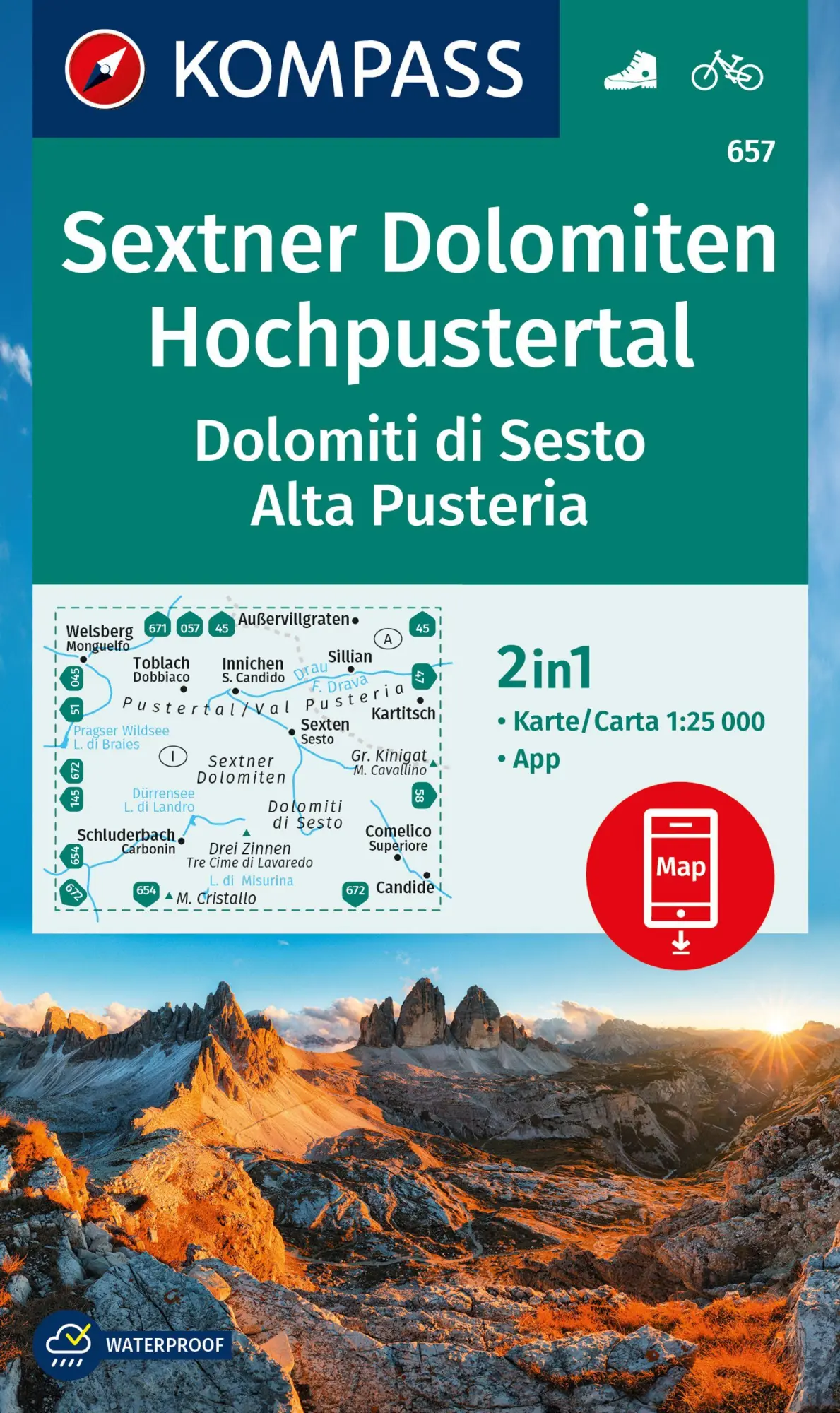 Cover: 9783991540366 | KOMPASS Wanderkarte 657 Sextner Dolomiten, Hochpustertal / Dolomiti...