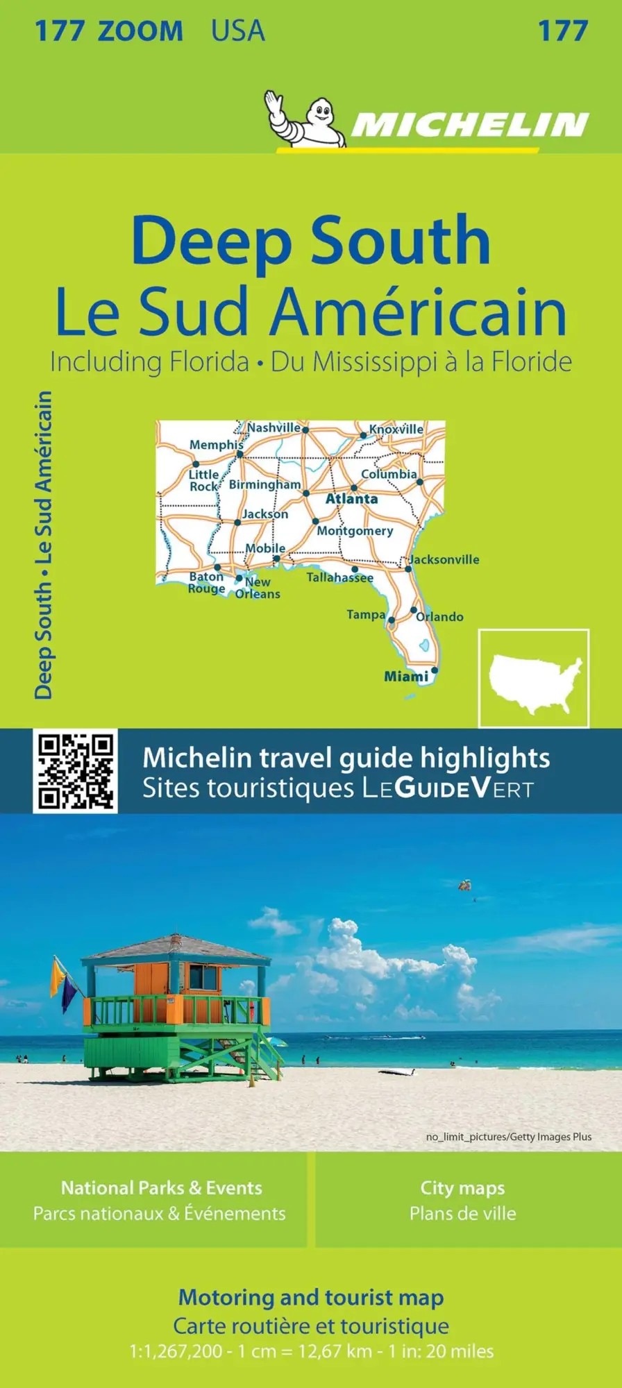 Cover: 9782067190566 | Michelin USA Deep South Including Florida Map 177 | Michelin | 1 S.