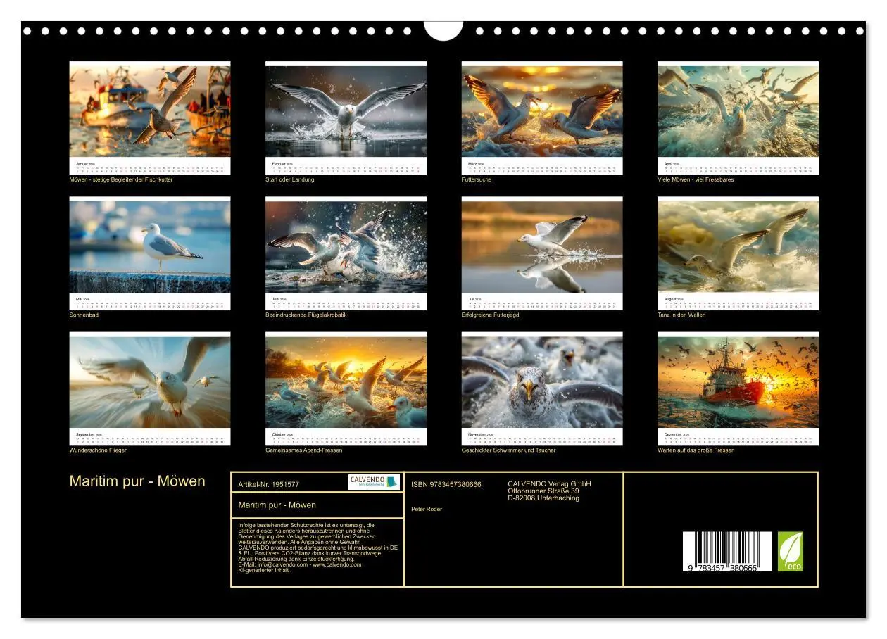 Bild: 9783457380666 | Maritim pur - Möwen (Wandkalender 2026 DIN A3 quer), CALVENDO...