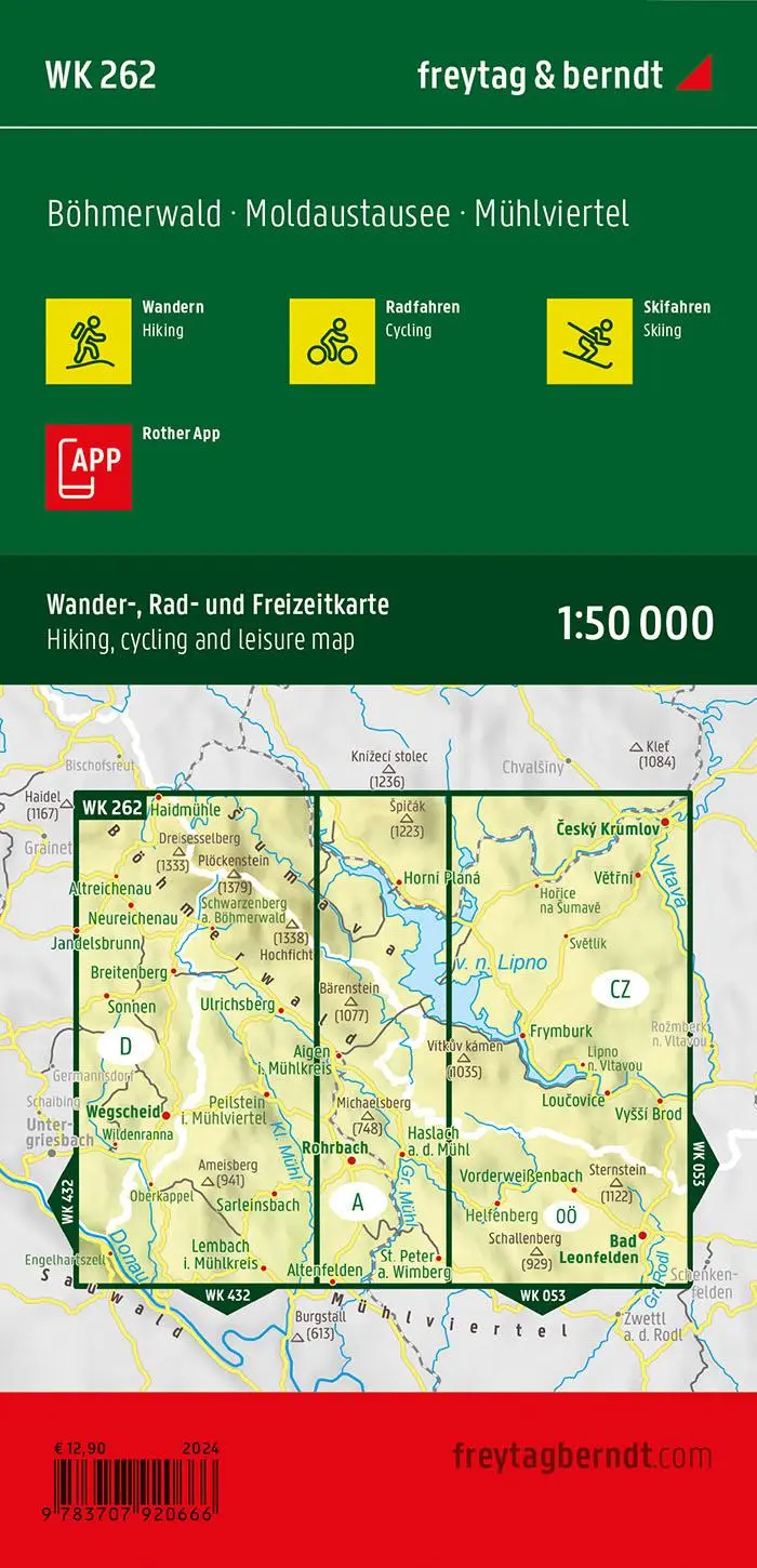Rückseite: 9783707920666 | freytag &amp; berndt Wanderkarte WK 262 Böhmerwald, Moldaustausee -...