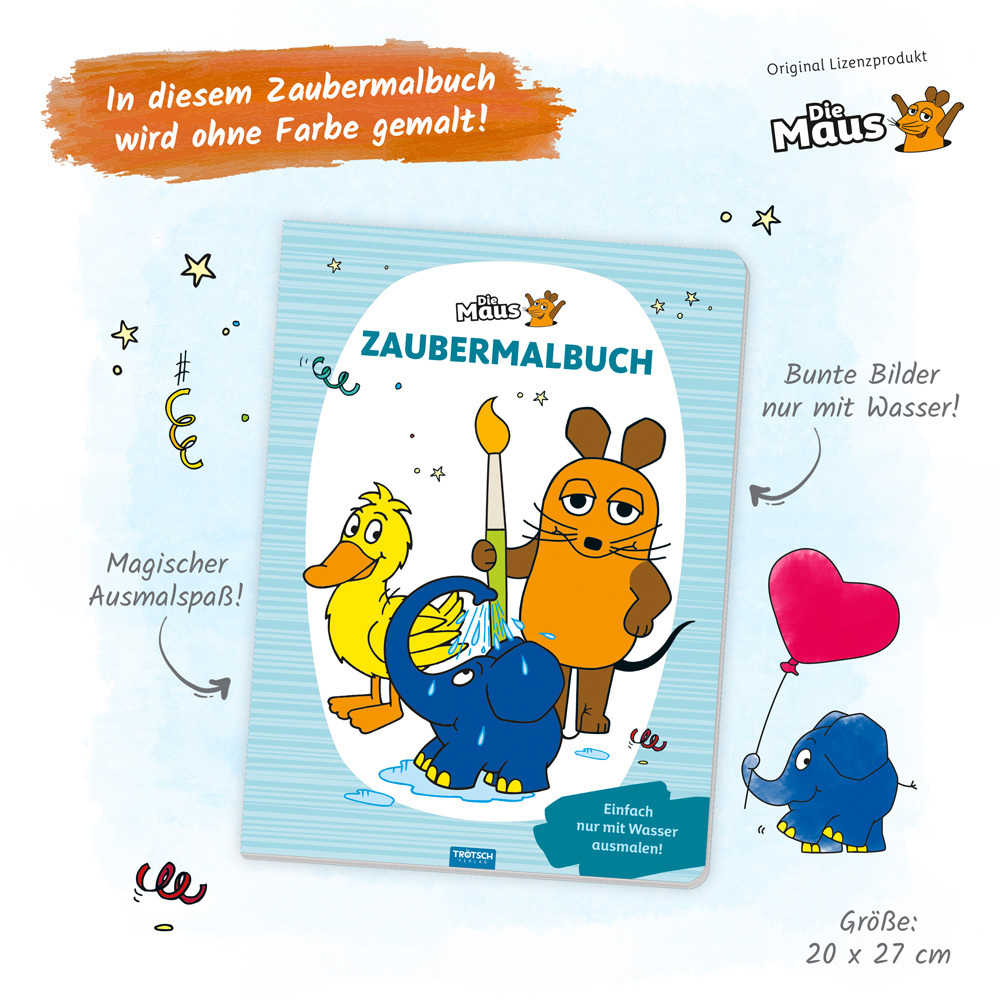 Bild: 9783988020666 | Die Maus Zaubermalbuch | Einfach nur mit Wasser ausmalen!, Die Maus