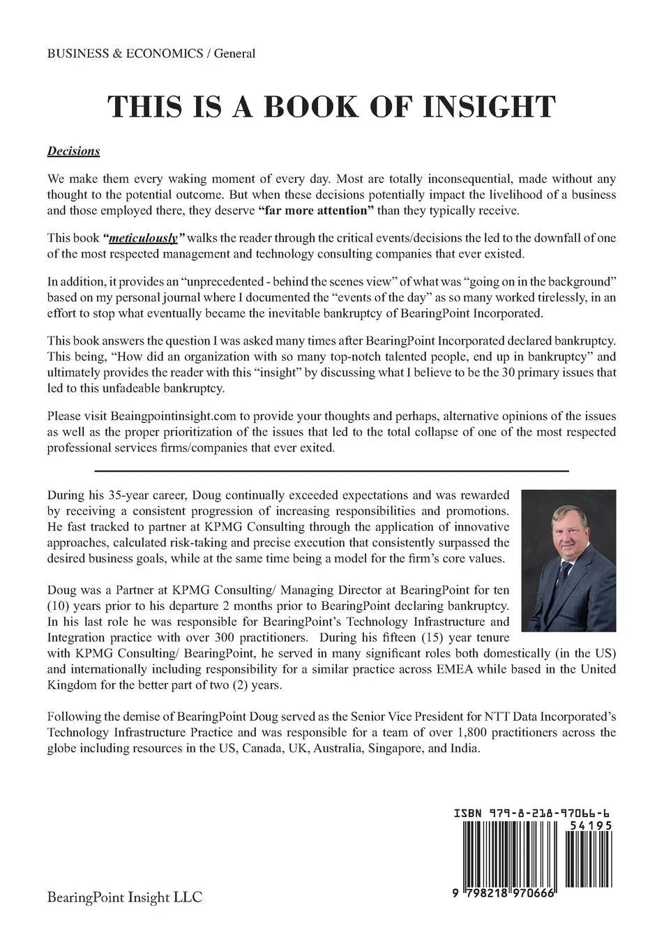 Rückseite: 9798218970666 | The Epic Rise and Fall of BearingPoint Inc. | Douglas P. White | Buch