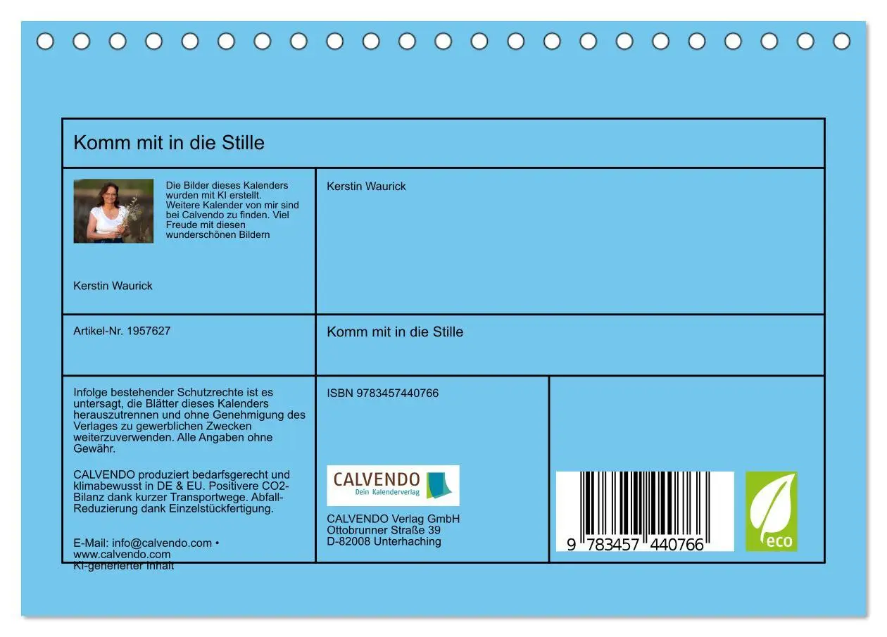 Bild: 9783457440766 | Komm mit in die Stille (Tischkalender 2026 DIN A5 quer), CALVENDO...