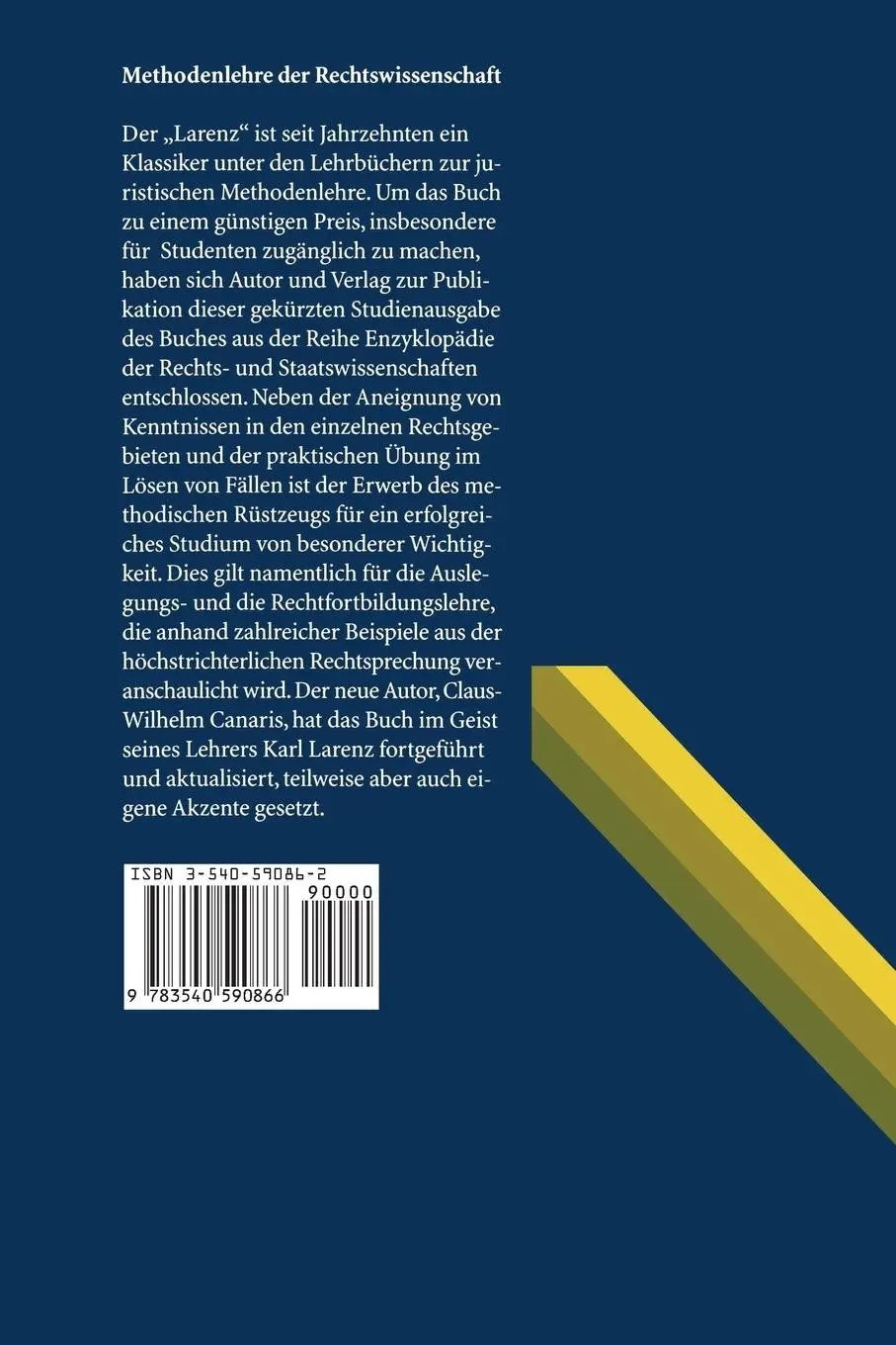 Rückseite: 9783540590866 | Methodenlehre der Rechtswissenschaft | Claus-Wilhelm Canaris (u. a.)