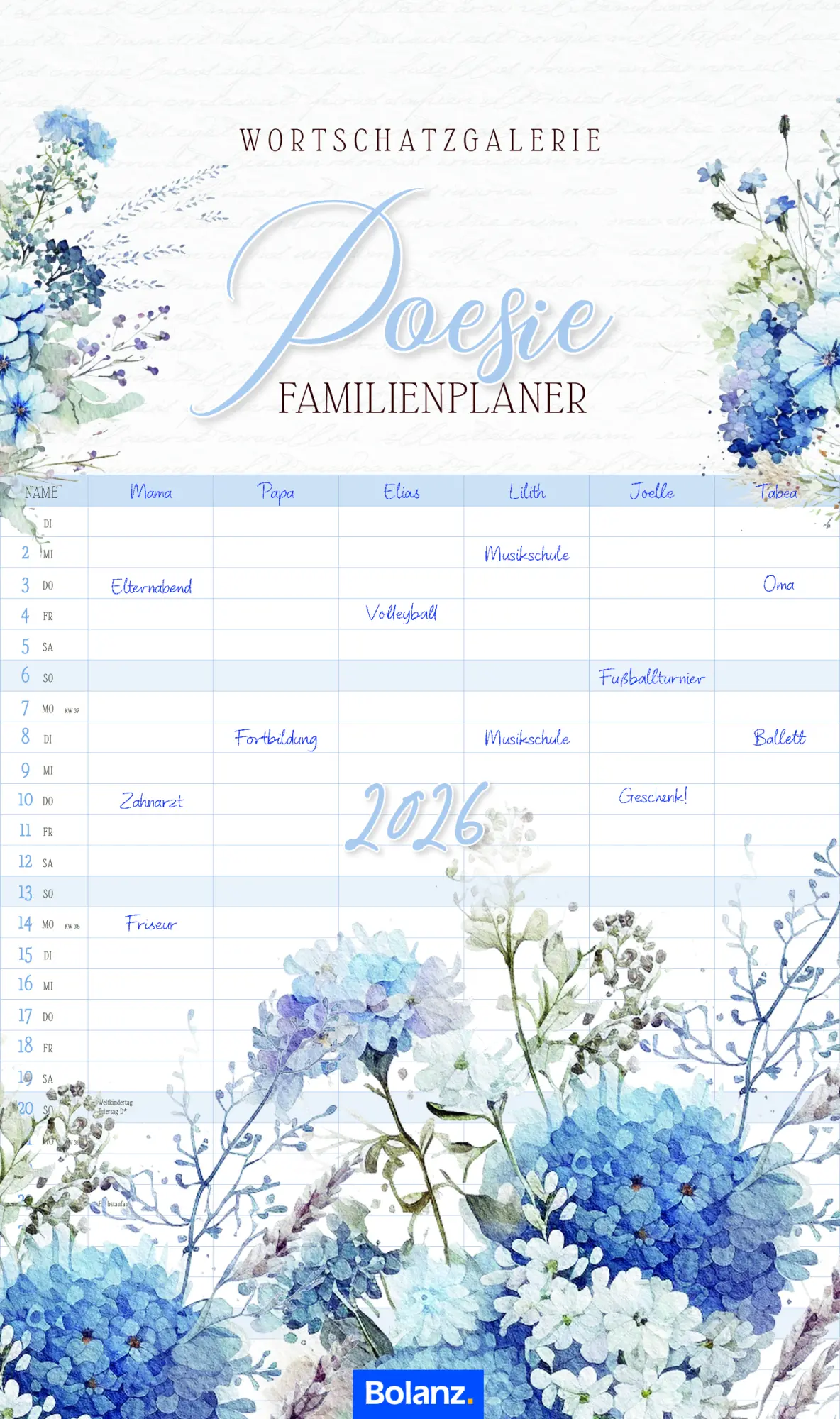 Cover: 9783690220866 | Poesie Familienplaner 2026 | Kalender | 13 S. | Deutsch | 2026