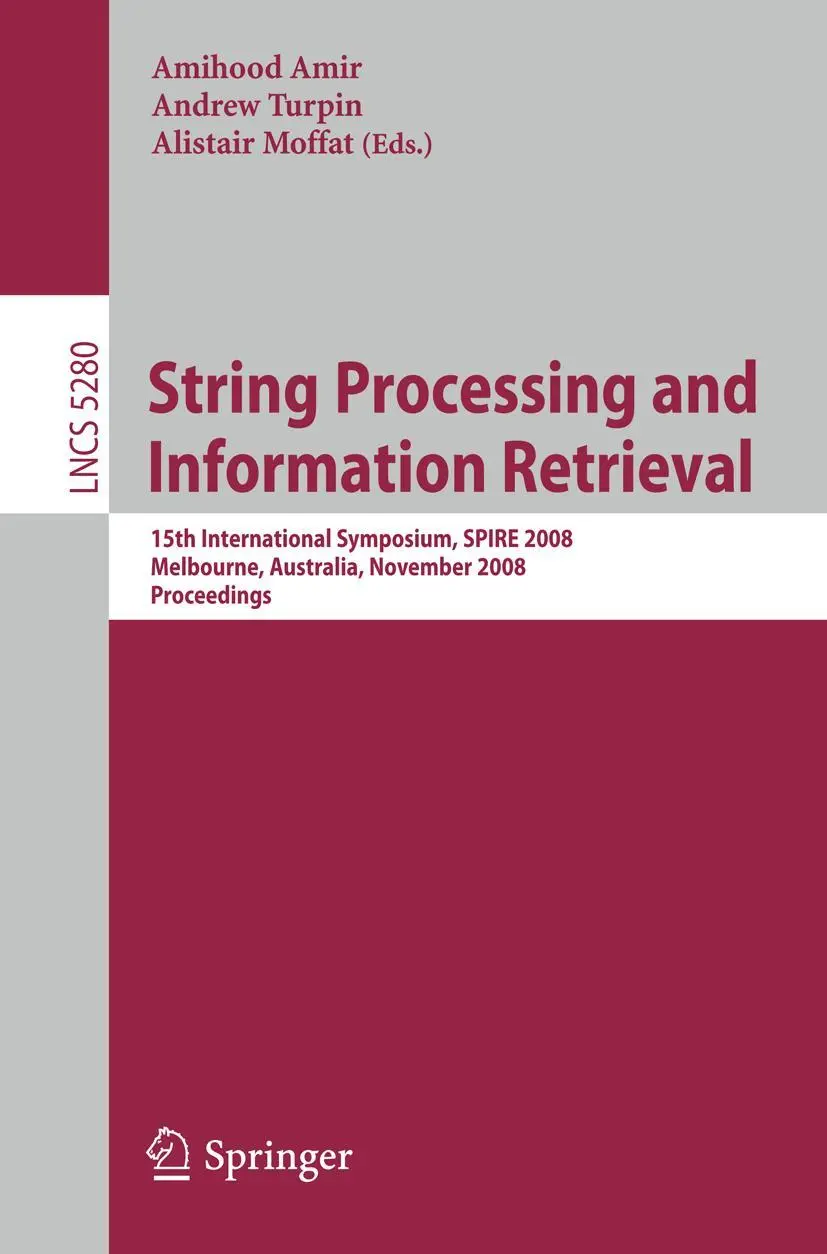 Cover: 9783540890966 | String Processing and Information Retrieval | Amihood Amir (u. a.)