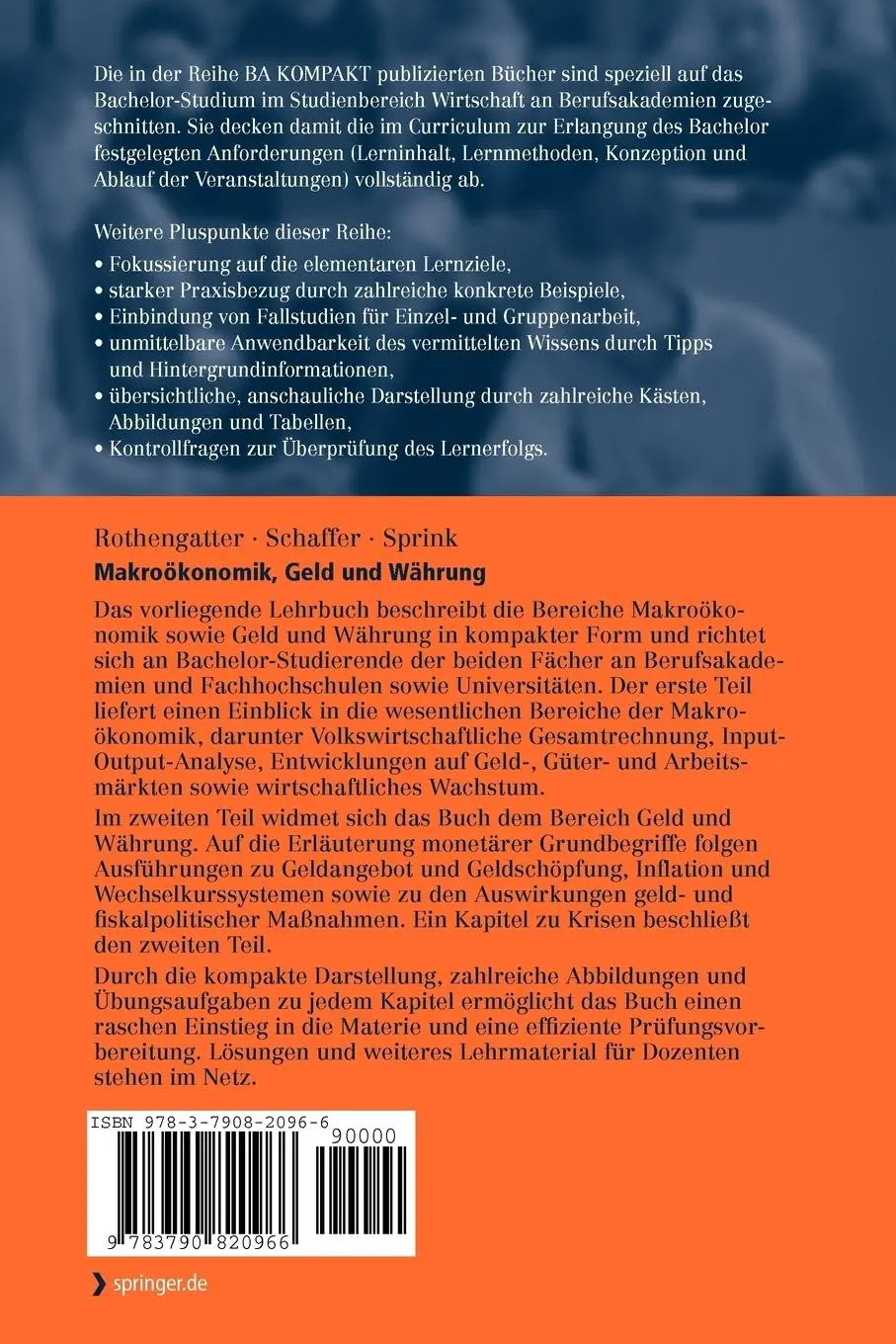 Rückseite: 9783790820966 | Makroökonomik, Geld und Währung | Werner Rothengatter (u. a.) | Buch