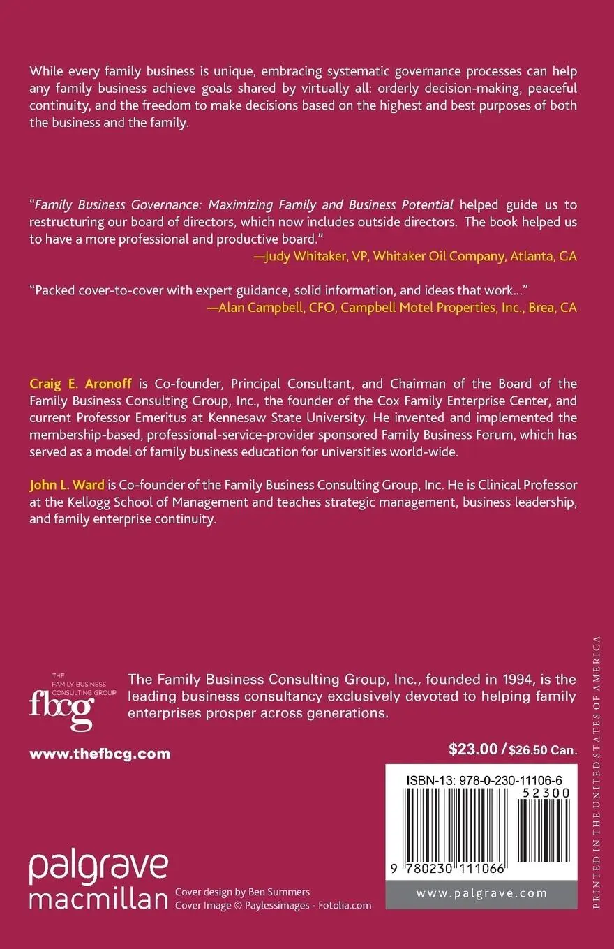 Rückseite: 9780230111066 | Family Business Governance | Maximizing Family and Business Potential