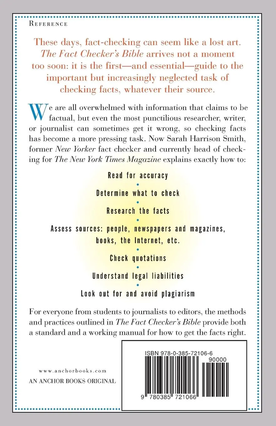 Rückseite: 9780385721066 | The Fact Checker's Bible | A Guide to Getting It Right | Smith | Buch