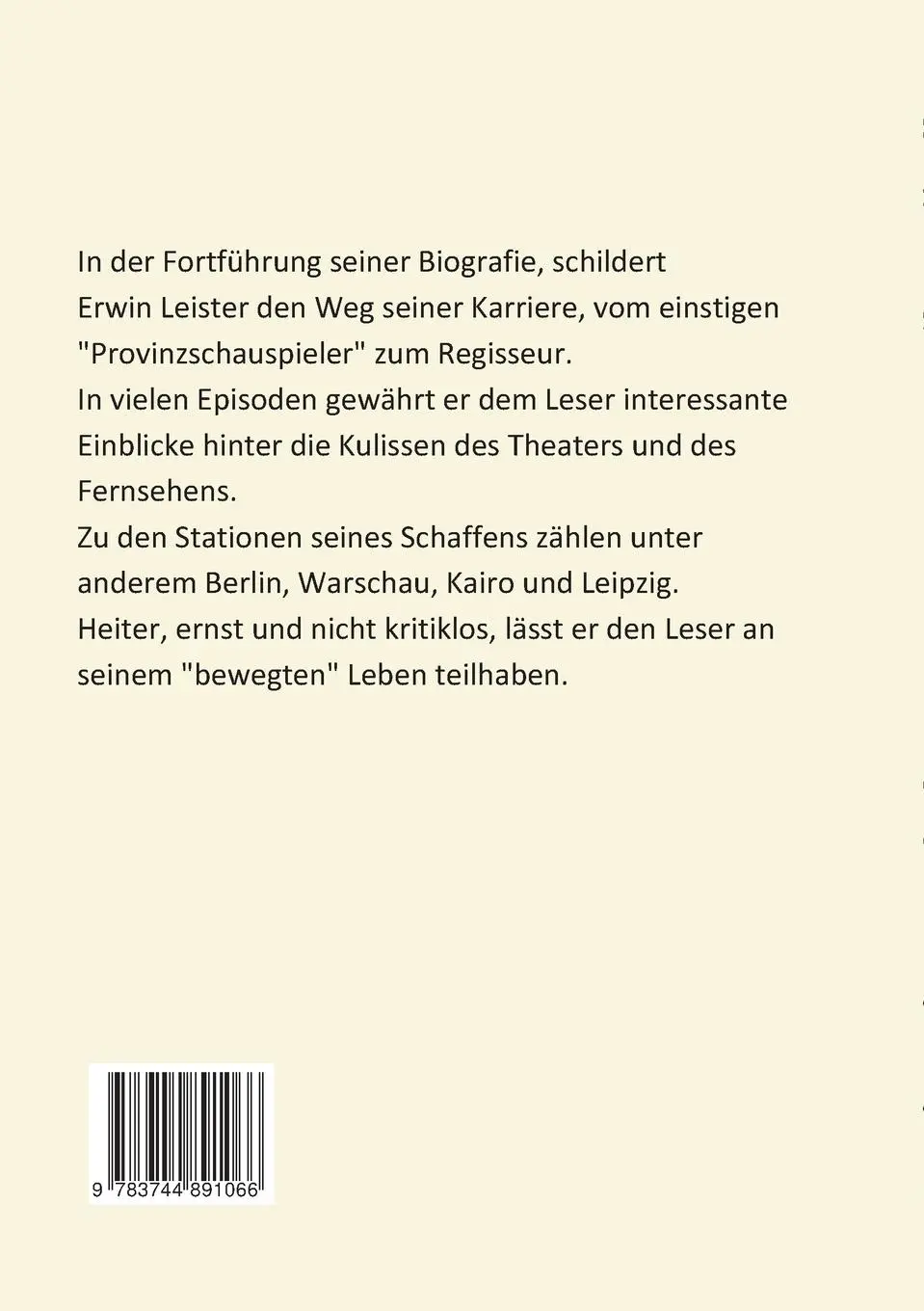 Rückseite: 9783744891066 | Ungeschminkt | Erwin Leister | Taschenbuch | 296 S. | Deutsch | 2017