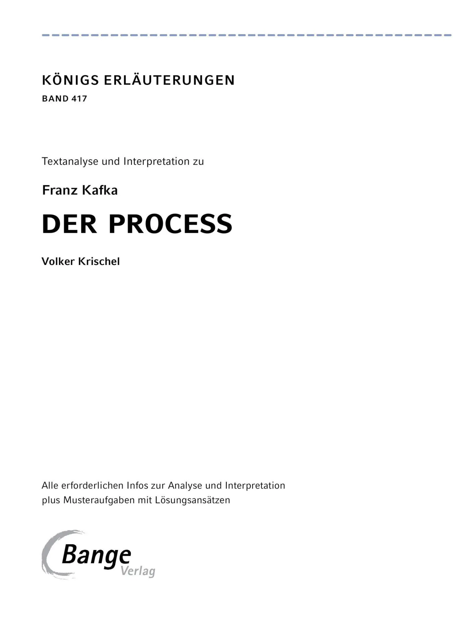 Bild: 9783804421066 | Der Process von Franz Kafka - Textanalyse und Interpretation | Kafka