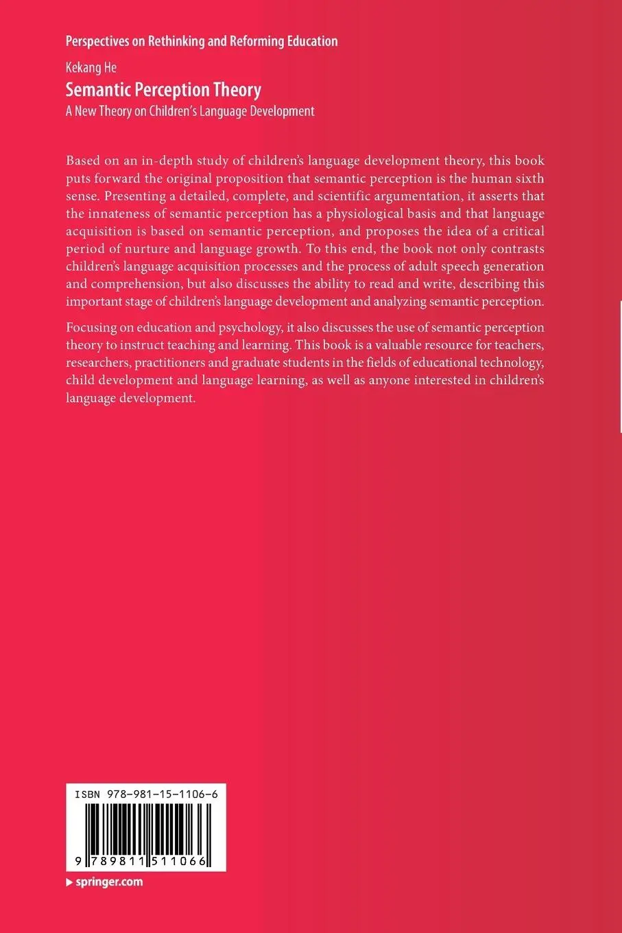 Rückseite: 9789811511066 | Semantic Perception Theory | Kekang He | Taschenbuch | xiv | Englisch