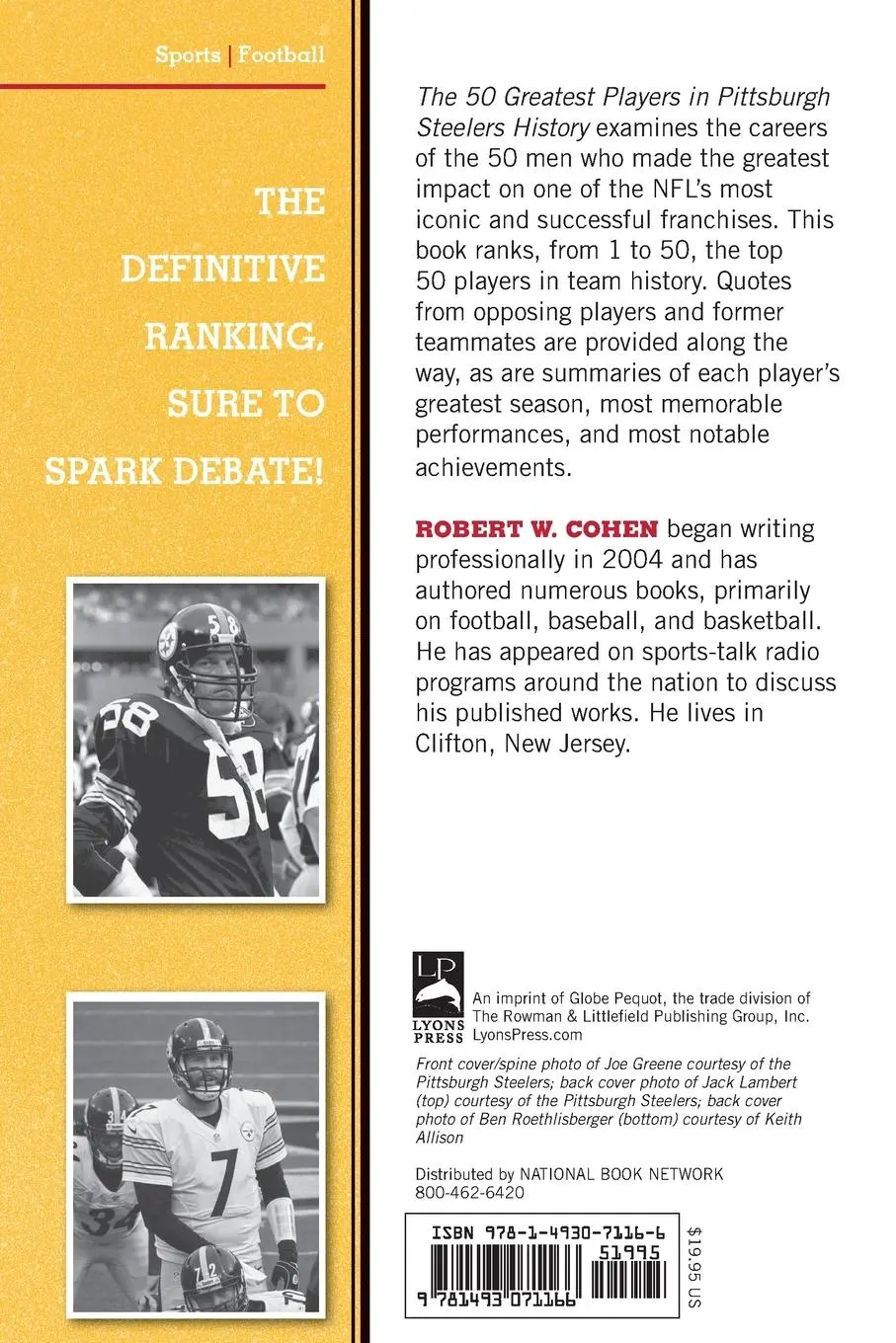 Rückseite: 9781493071166 | The 50 Greatest Players in Pittsburgh Steelers History | Cohen | Buch