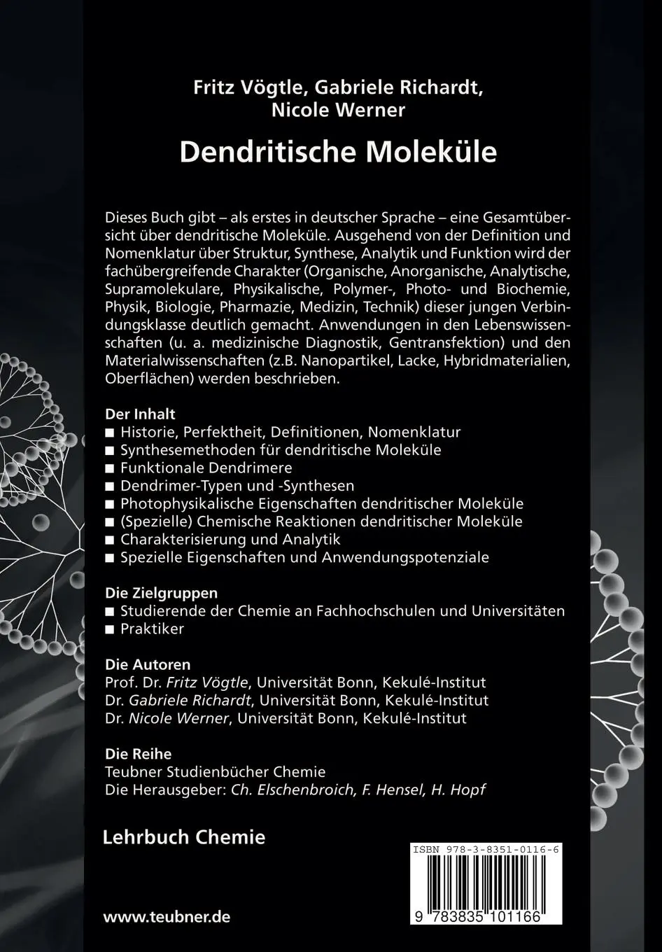Rückseite: 9783835101166 | Dendritische Moleküle | Fritz Vögtle (u. a.) | Taschenbuch | xi | 2007