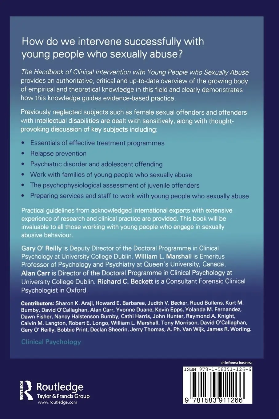 Rückseite: 9781583911266 | The Handbook of Clinical Intervention with Young People who...