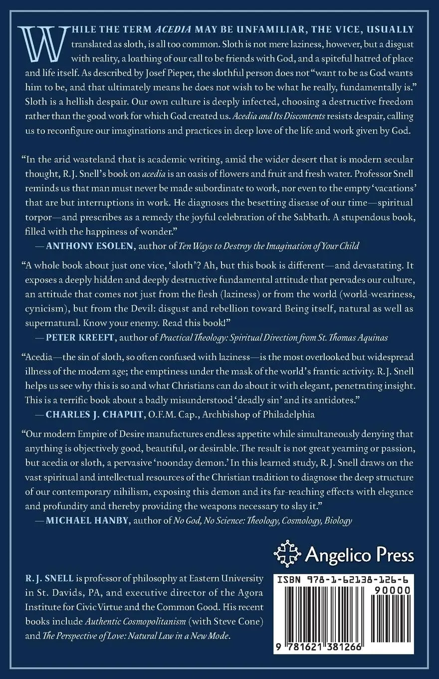 Rückseite: 9781621381266 | Acedia and Its Discontents | R. J. Snell | Taschenbuch | Englisch