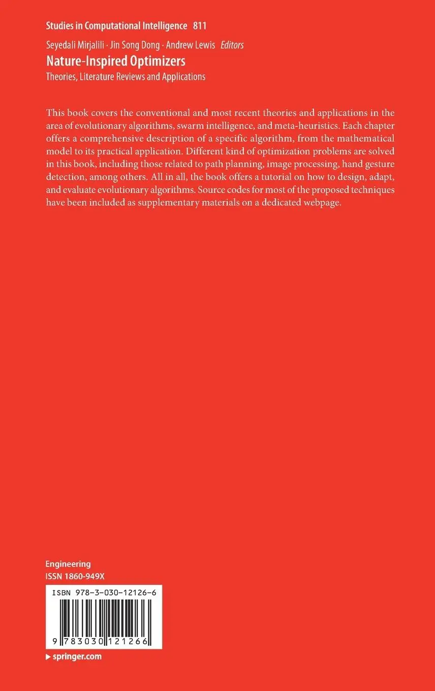 Rückseite: 9783030121266 | Nature-Inspired Optimizers | Seyedali Mirjalili (u. a.) | Buch | xvi