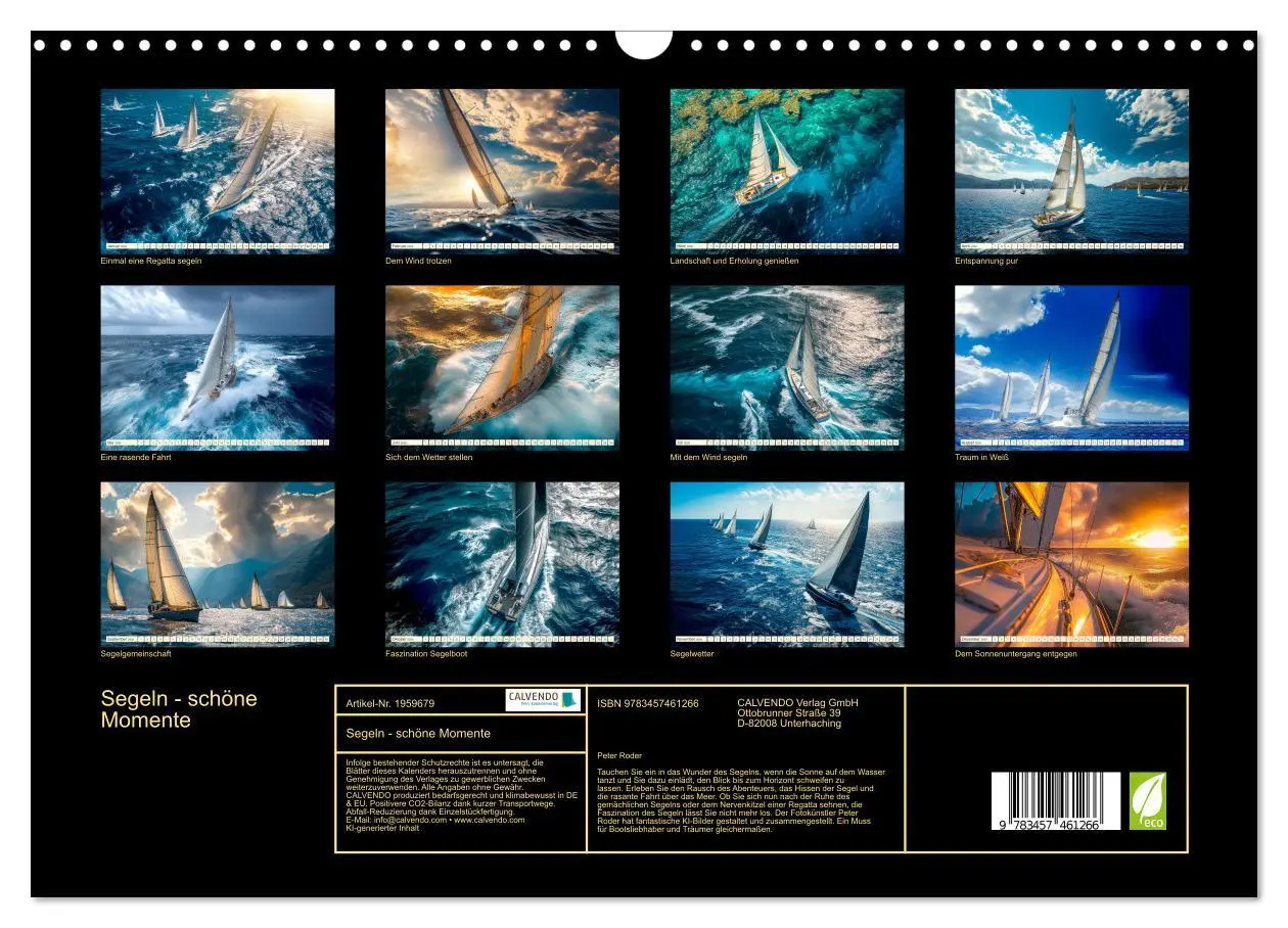 Bild: 9783457461266 | Segeln - schöne Momente (Wandkalender 2026 DIN A3 quer), CALVENDO...