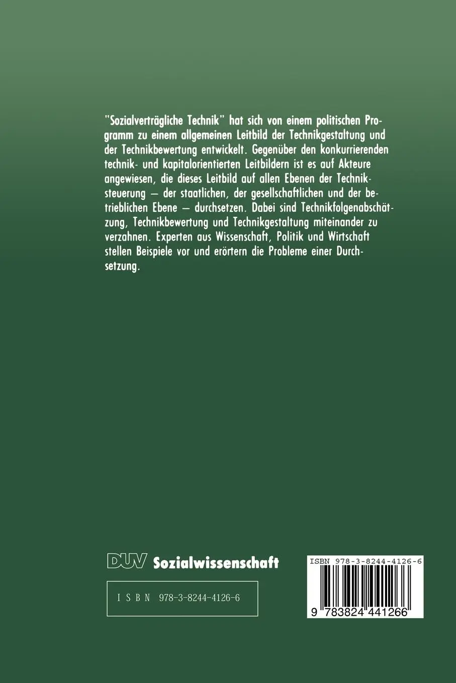 Rückseite: 9783824441266 | Sozialverträgliche Technik - Gestaltung und Bewertung | Mai (u. a.)