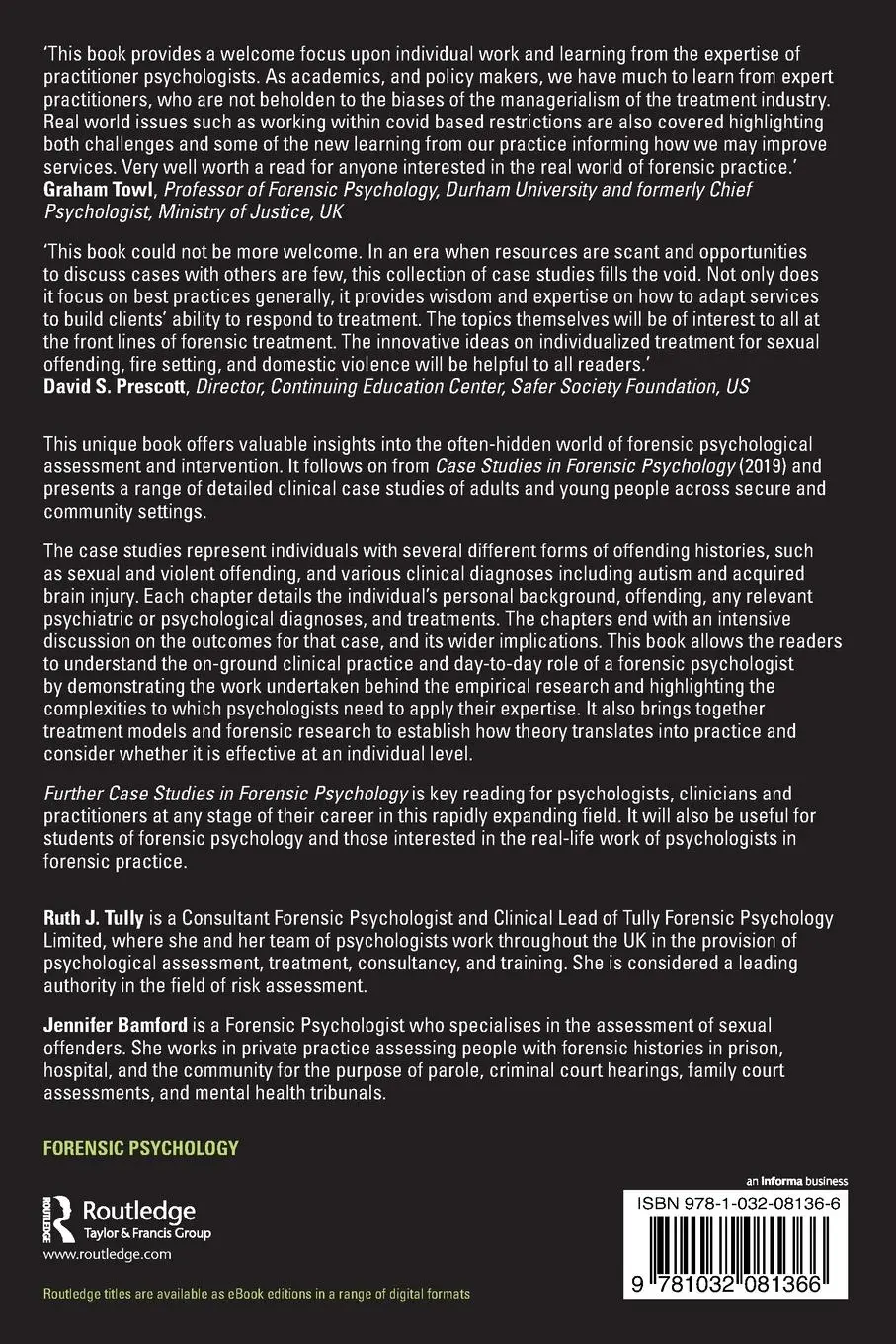 Rückseite: 9781032081366 | Further Case Studies in Forensic Psychology | Ruth J. Tully (u. a.)