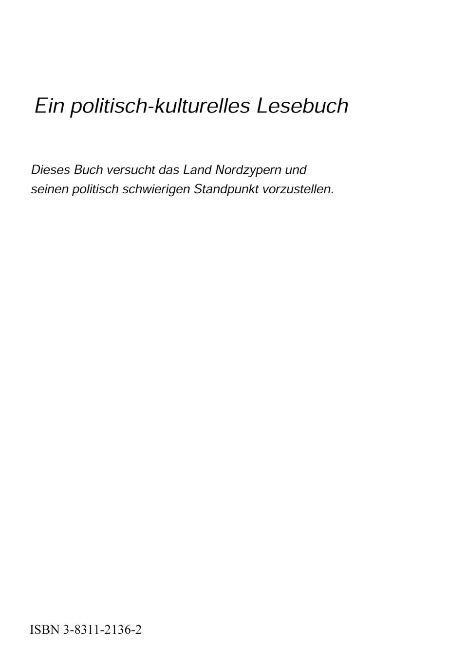 Rückseite: 9783831121366 | Die türkische Republik Nordzypern. Ein politisch-kulturelles Lesebuch