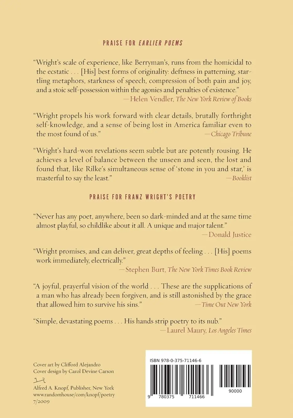 Rückseite: 9780375711466 | Earlier Poems of Franz Wright | Franz Wright | Taschenbuch | Englisch