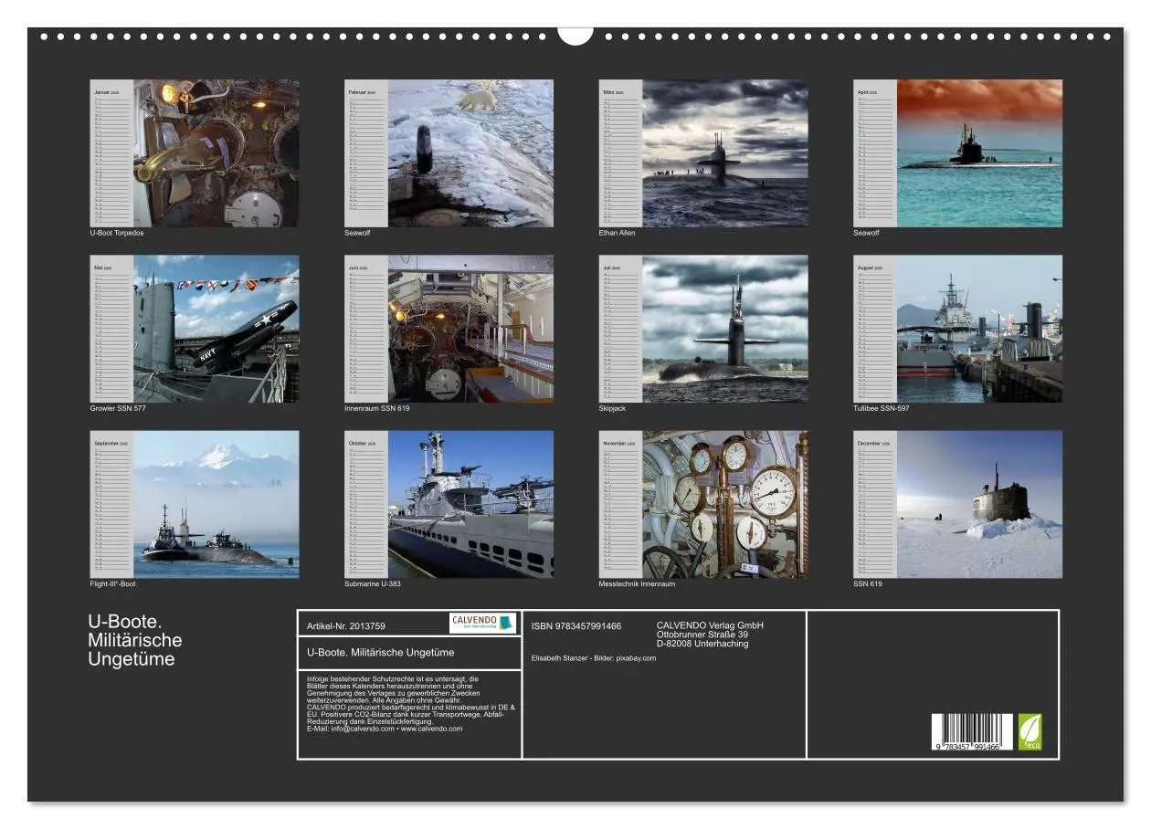 Bild: 9783457991466 | U-Boote. Militärische Ungetüme (Wandkalender 2026 DIN A2 quer),...