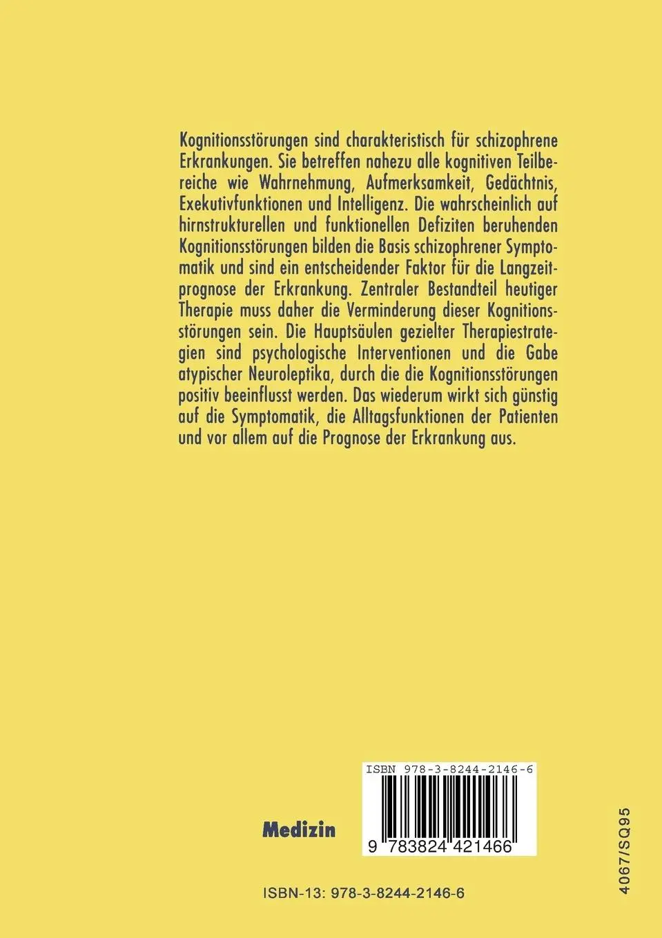 Rückseite: 9783824421466 | Die Rolle der Kognition in der Therapie Schizophrener Störungen | Buch
