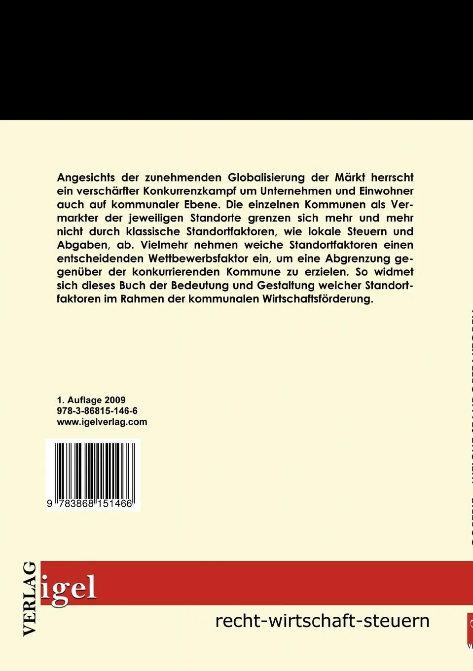 Rückseite: 9783868151466 | Weiche Standortfaktoren als Angelegenheit der kommunalen...