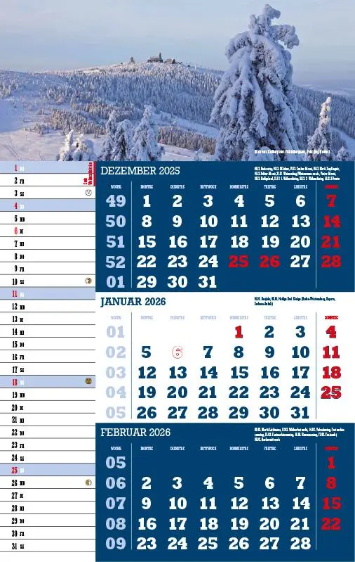 Bild: 9783957561466 | 3-Monatskalender Sachsen 2026 | Jörg Neubert | Kalender | Datumsreiter