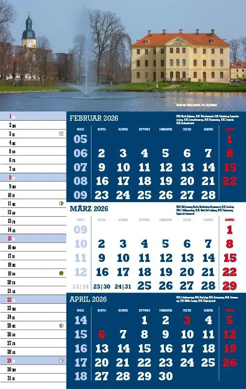Bild: 9783957561466 | 3-Monatskalender Sachsen 2026 | Jörg Neubert | Kalender | Datumsreiter