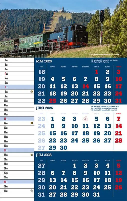 Bild: 9783957561466 | 3-Monatskalender Sachsen 2026 | Jörg Neubert | Kalender | Datumsreiter