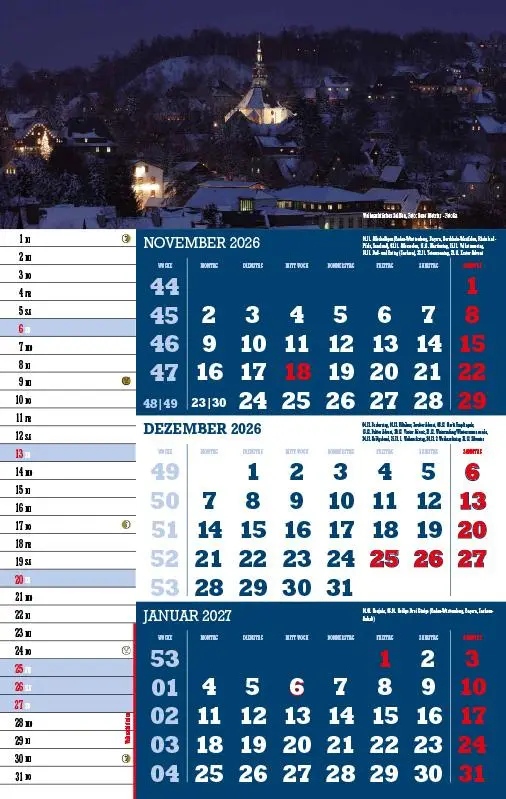 Bild: 9783957561466 | 3-Monatskalender Sachsen 2026 | Jörg Neubert | Kalender | Datumsreiter