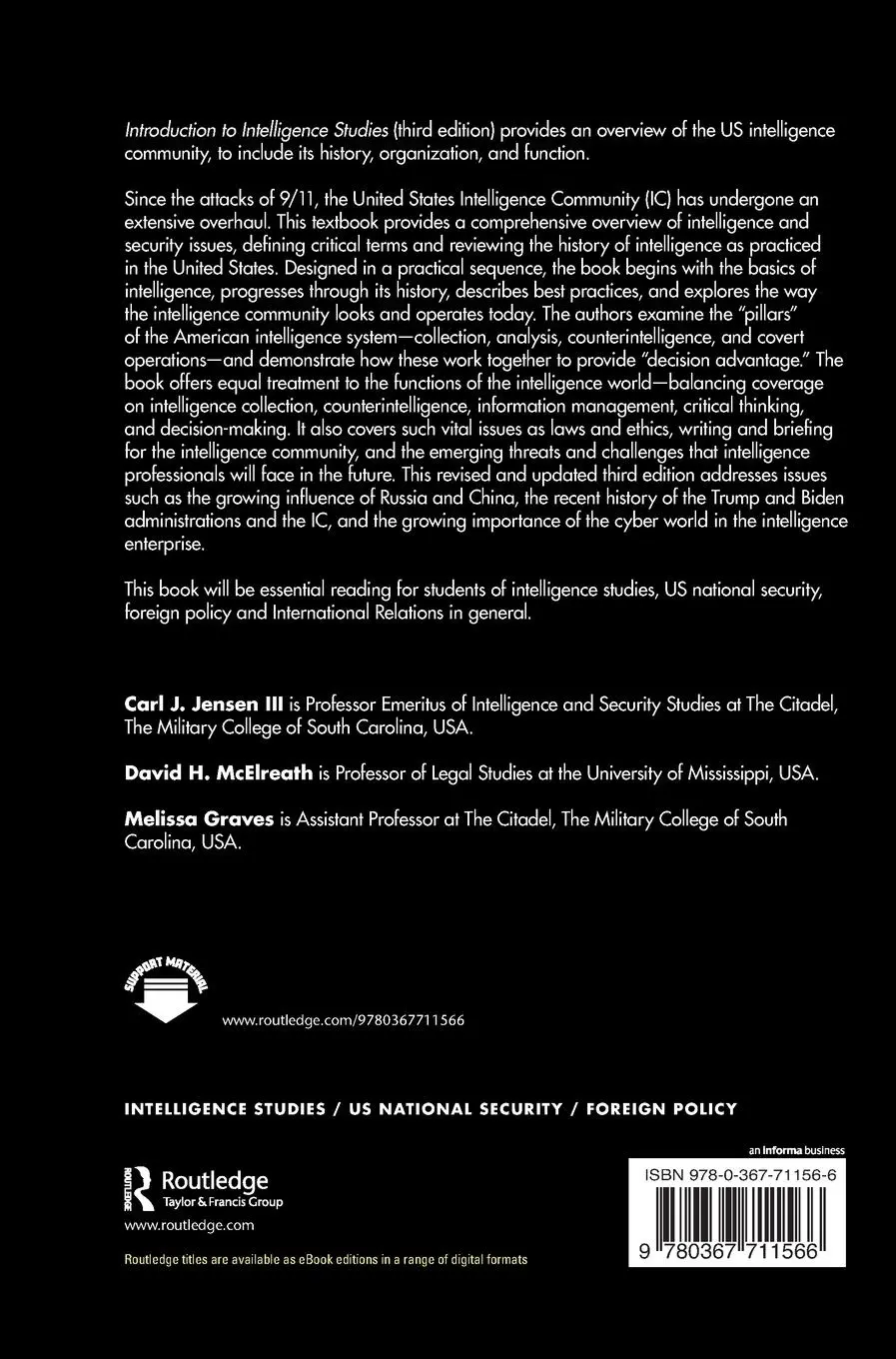 Rückseite: 9780367711566 | Introduction to Intelligence Studies | Carl J. Jensen III (u. a.)